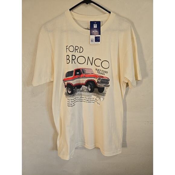 FORD VINTAGE 78 BRONCO T SHIRT MENS LARGE L WHITE CLASSIC 4X4 RETRO PULLOVER NWT - Picture 2 of 9